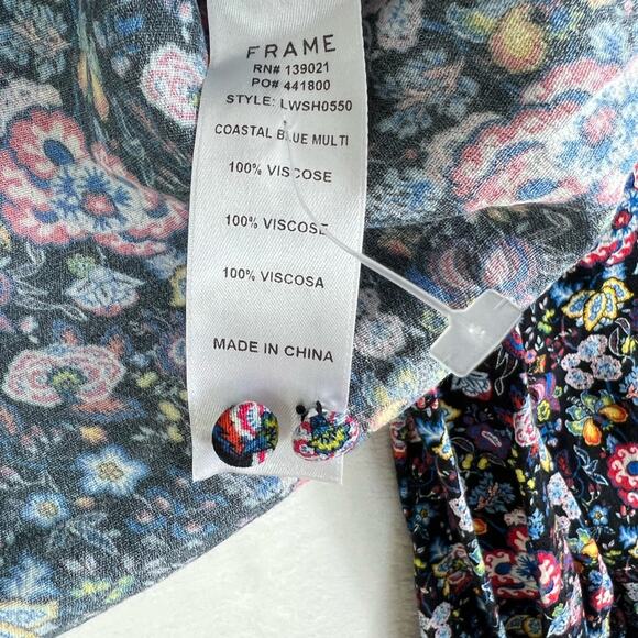 Frame Blouse Top Women XS One Shoulder Floral Print Long Sleeve Feminine Zip - Picture 15 of 15